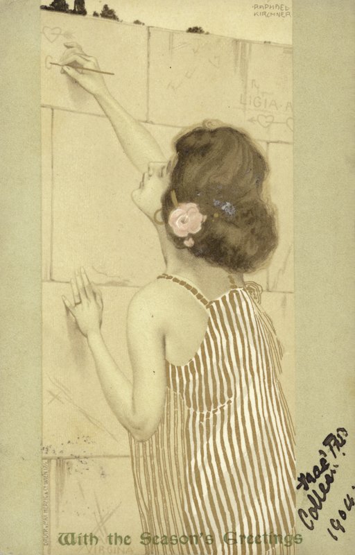 Jente som skriver på en vegg av Raphael Kirchner