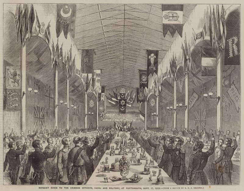 Bankett gitt til Krim-offiserer, marine og militær, i Portsmouth, 17. september 1856 av Richard Ubsdell