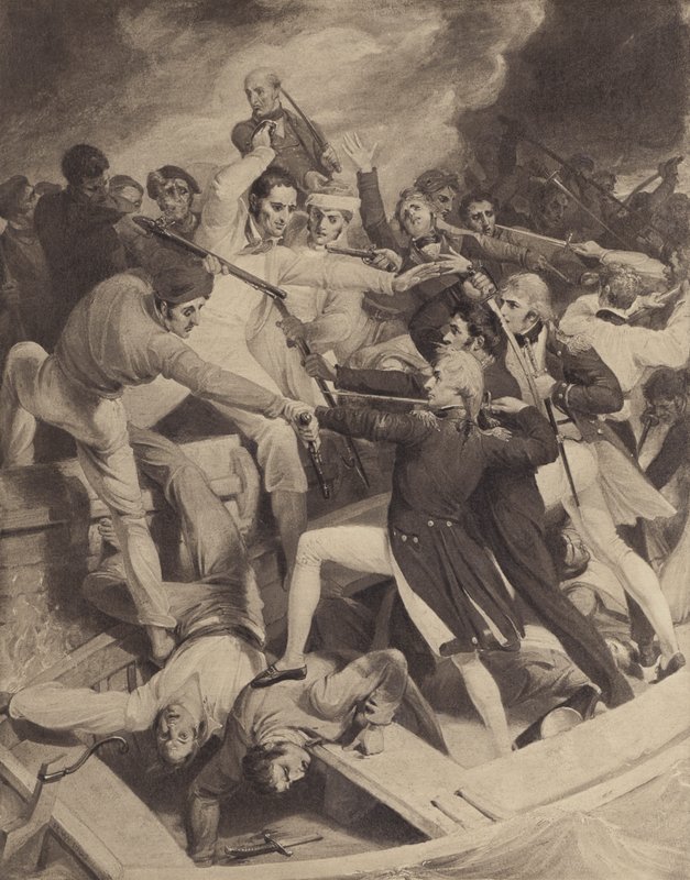 Kontreadmiral Nelsons konflikt med en spansk oppskytning, 3. juli 1797 av Richard after Westall
