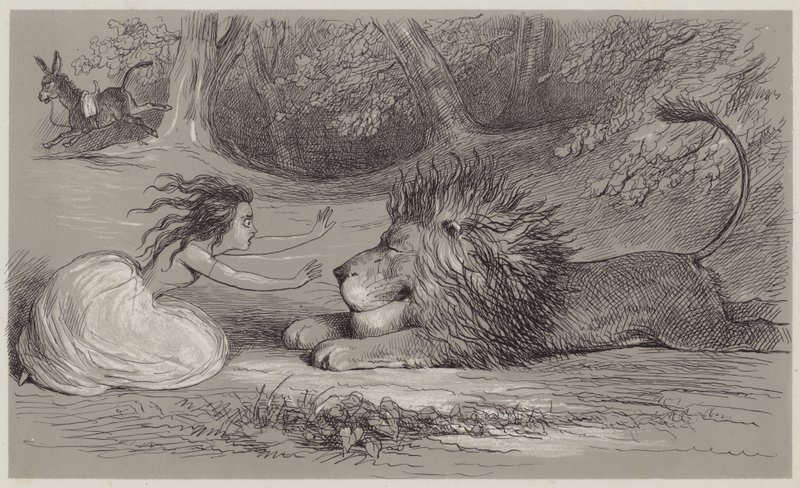 Una og løven (akvatint) av Richard Doyle