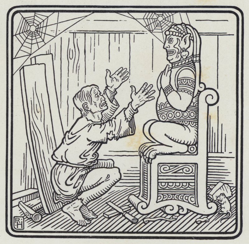 Mannen og treguden (gravering) av Richard Heighway