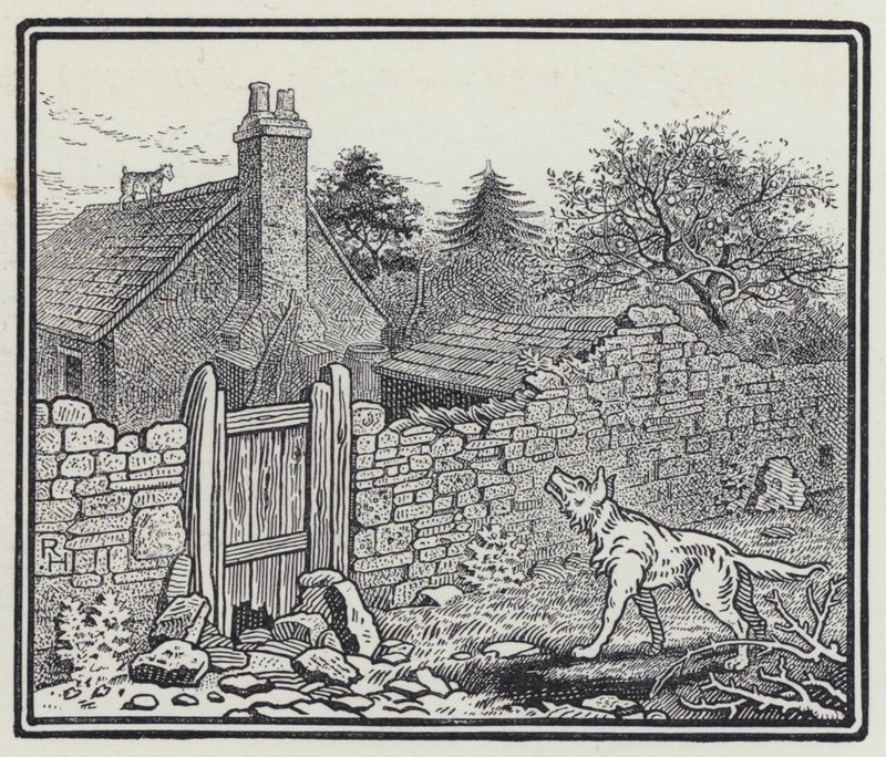 The Wolf And The Kid (gravering) av Richard Heighway