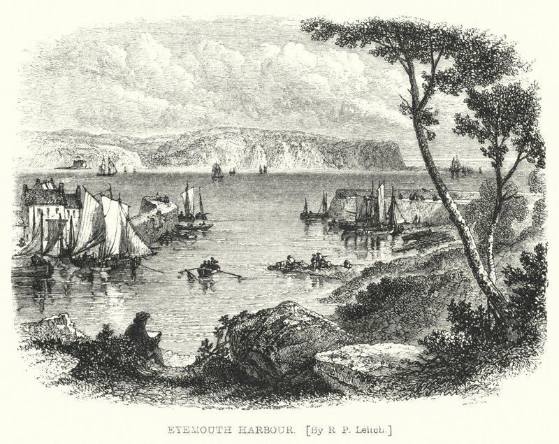 Eyemouth Harbor (gravering) av Richard Principal (after) Leitch