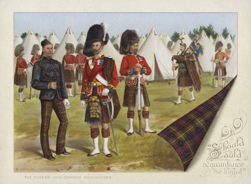 Dronningens egne Cameron Highlanders (chromolitho) av Richard Simkin