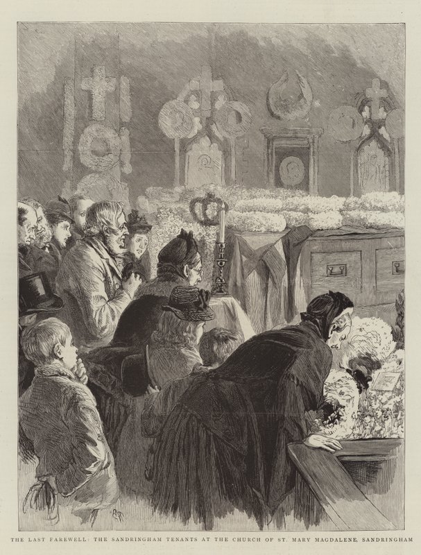 The Last Farewell, Sandringham-leietakerne ved Church of St Mary Magdalene, Sandringham av Robert Barnes