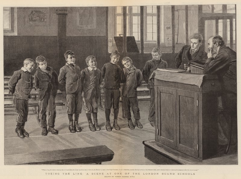 Toeing the Line, en scene ved en av London Board Schools av Robert Barnes