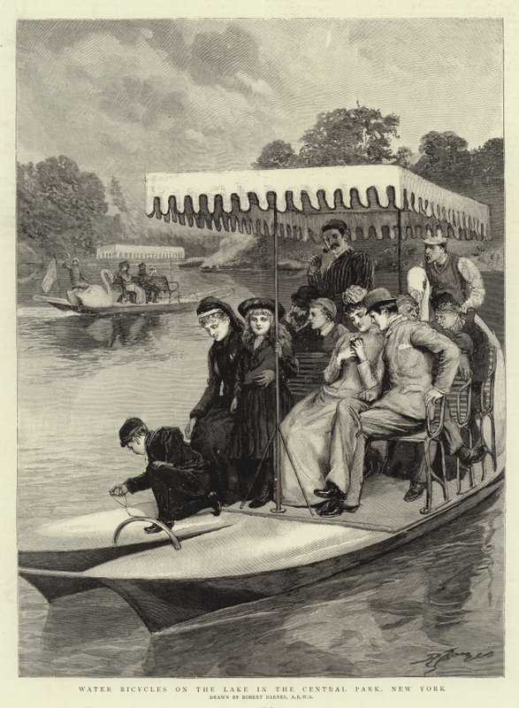 Vannsykler på innsjøen i Central Park, New York av Robert Barnes