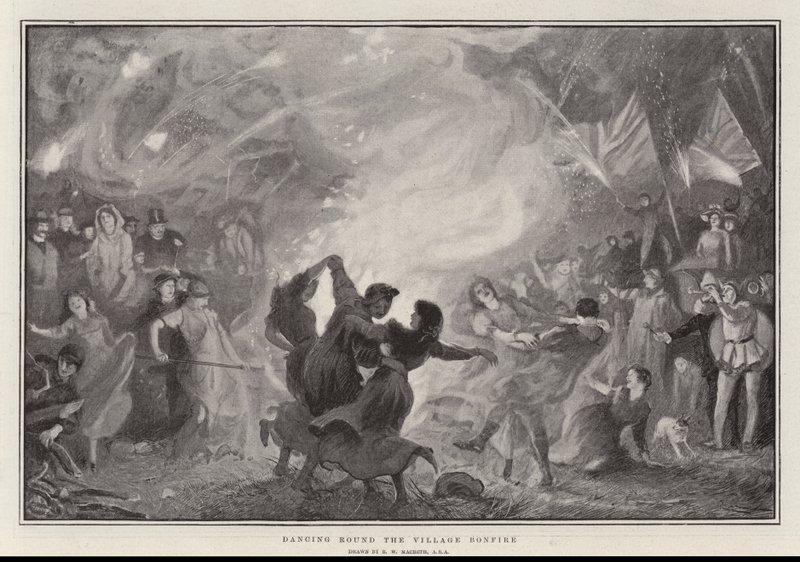 Dans rundt Village Bonfire av Robert Walker Macbeth