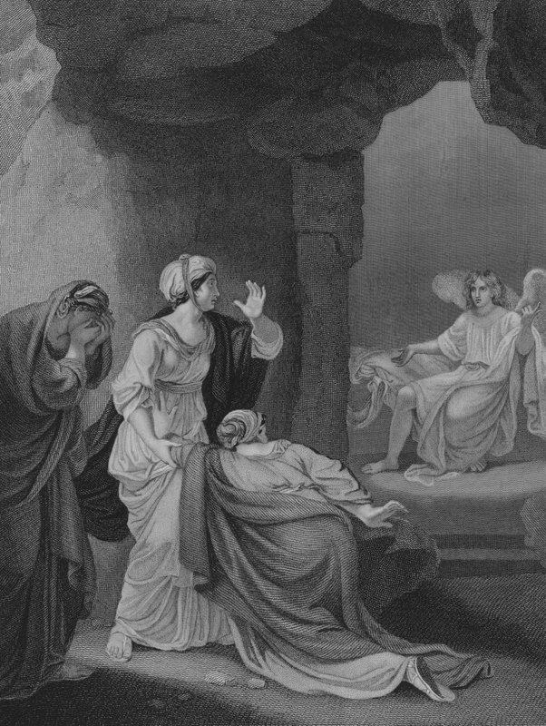 Maries ved graven, Markus 16, vers 1-9 av Robert after Smirke