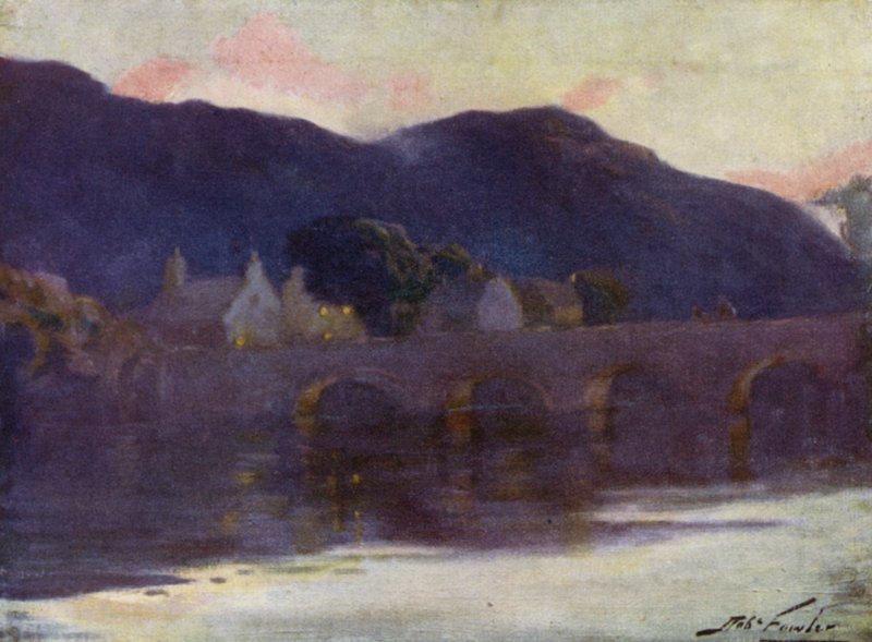 Bridge, Cwm-y-Glo, Kveld (farge litho) av Robert (after) Fowler