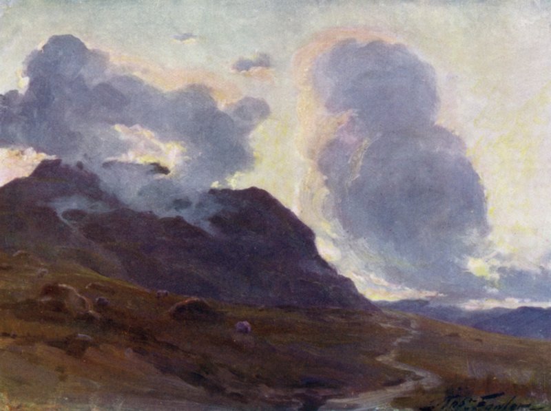Coming Night, nær Beddgelert (farge litho) av Robert (after) Fowler