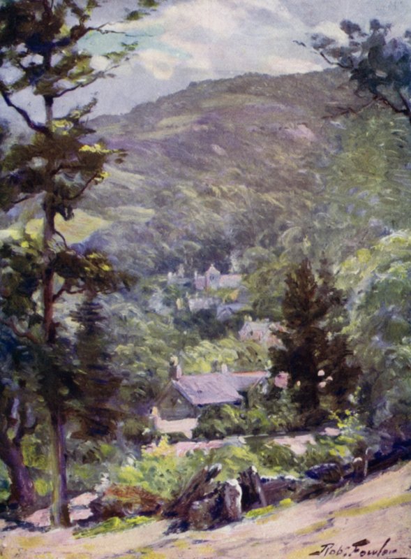 Fjernsyn over Bettws-y-Coed (farge litho) av Robert (after) Fowler