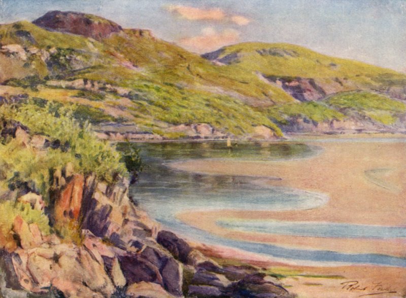 Innkommende tidevann, nær Barmouth (farge litho) av Robert (after) Fowler