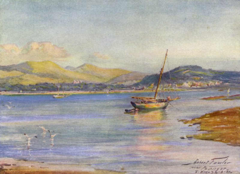 Nær Bangor (farge litho) av Robert (after) Fowler