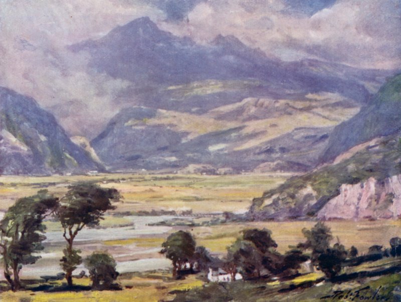 Snowdon fra Traeth Mawr (farge litho) av Robert (after) Fowler
