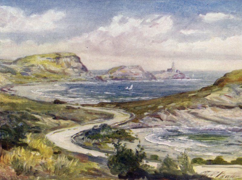 Utsikt nær Mumbles, Swansea (farge litho) av Robert (after) Fowler