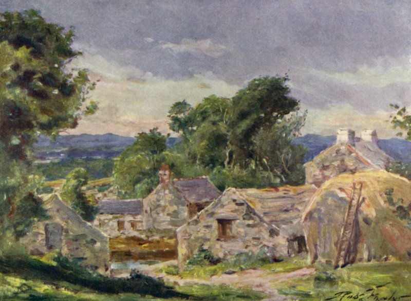 Welsh Farm, nær Llanberis (farge litho) av Robert (after) Fowler