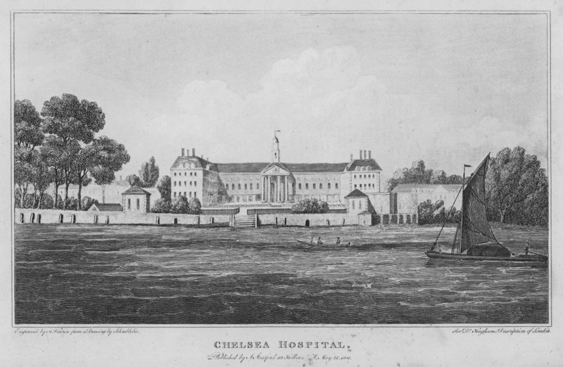 Chelsea Hospital (gravering) av Robert Blemell (after) Schnebbelie