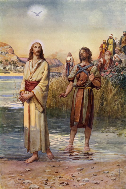 Jesu dåp (farge litho) av Robert Payton Reid