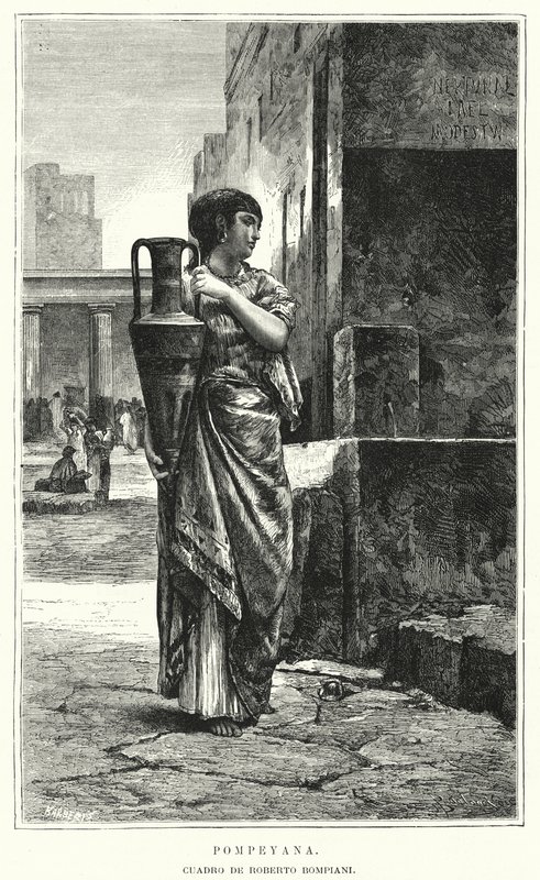 Kvinne fra Pompeii (litho) av Roberto Bompiani