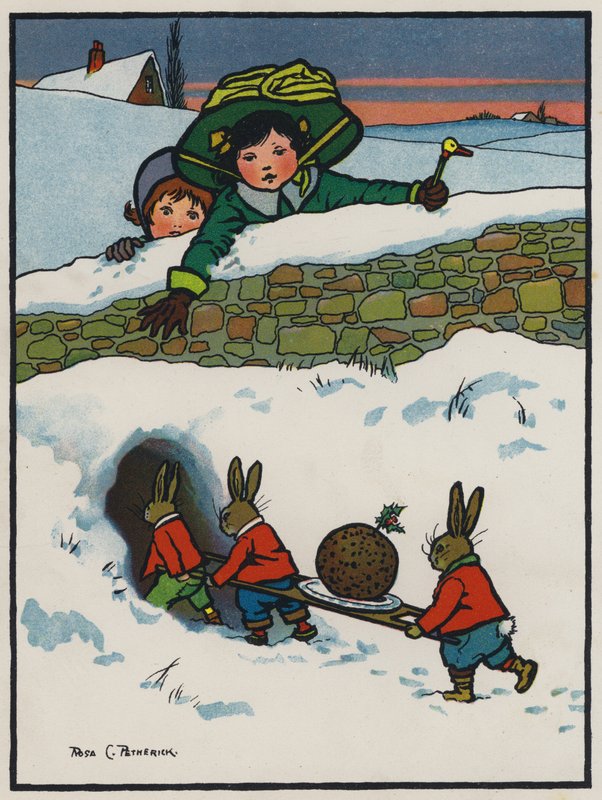 Kaninernes julemiddag (litho i farger) av Rosa Clementina Petherick