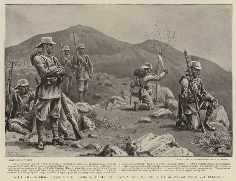 Med Kurram Field Force, Gurkha Picket ved Dawaba, en av de mest avanserte postene som ennå er okkupert av S.T. Dadd