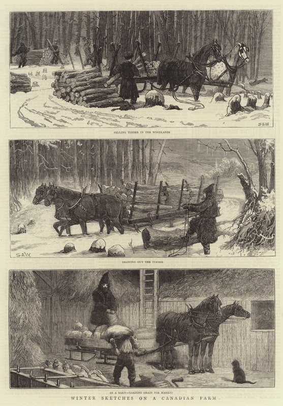 Vinterskisser på en kanadisk gård av Samuel Edmund Waller