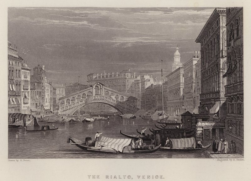 Rialto, Venezia (farge litho) av Samuel (after) Prout