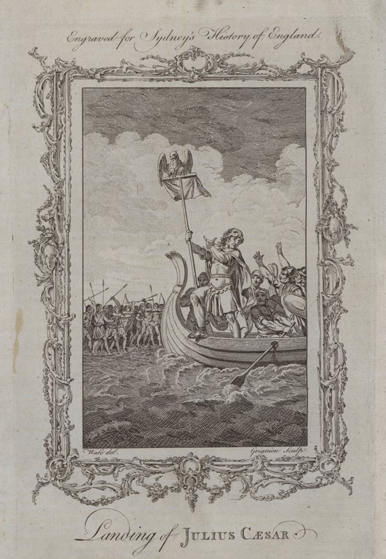 Landing av Julius Caesar (gravering) av Samuel (after) Wale