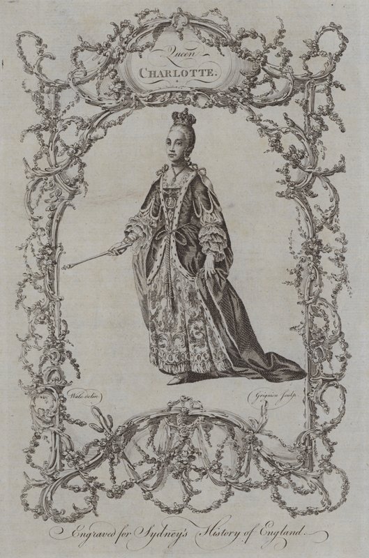 Dronning Charlotte (gravering) av Samuel (after) Wale