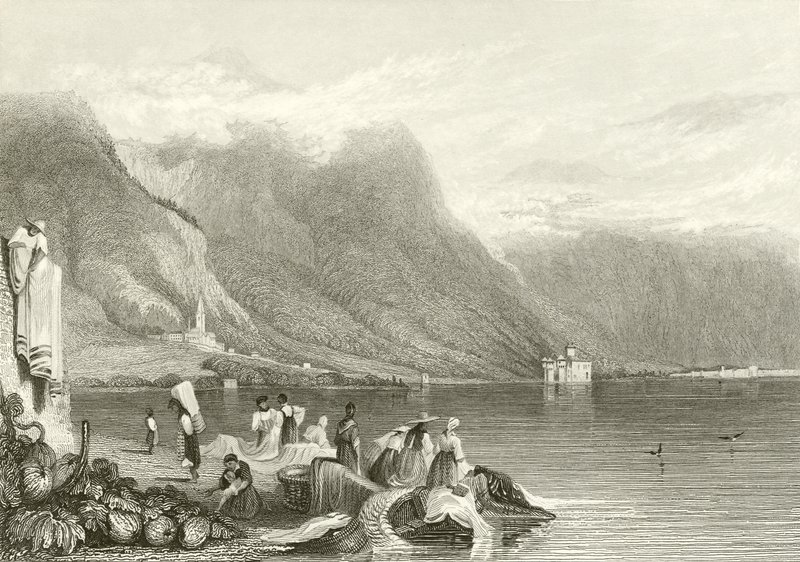 Chillon-slottet, Genfersjøen, Sveits av Samuel Prout