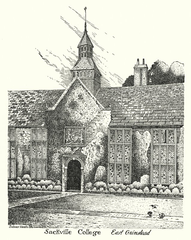 Sackville College, East Grinstead (gravering) av Sidney Heath