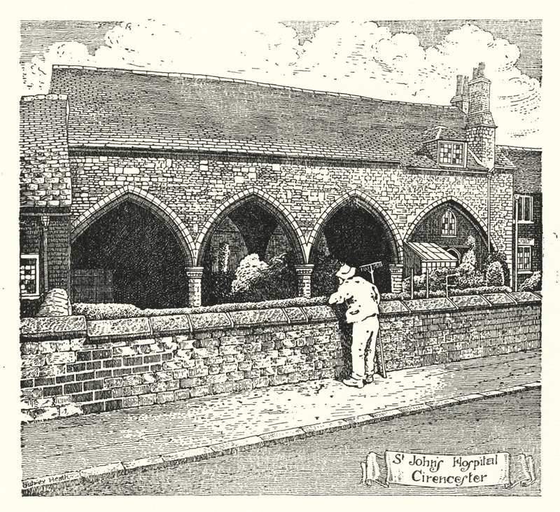 St John's Hospital, Cirencester (gravering) av Sidney Heath