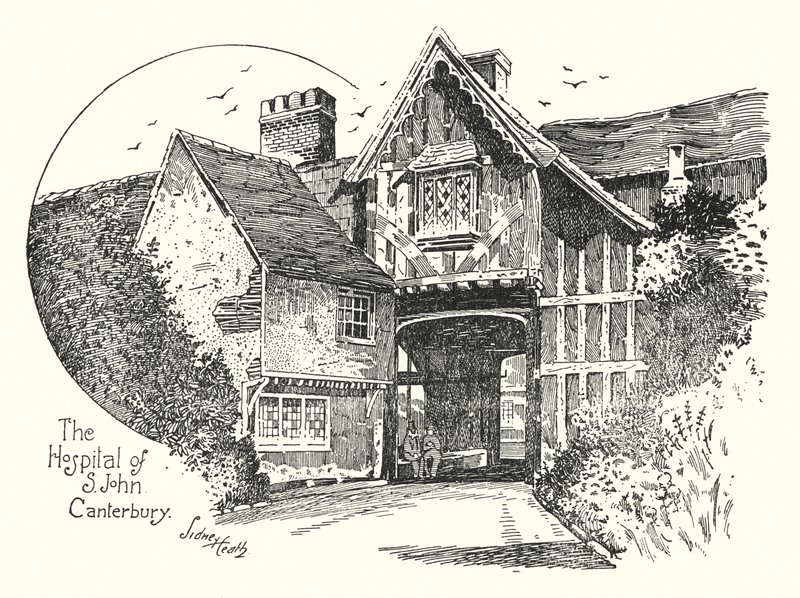 Hospital of S John, Canterbury (gravering) av Sidney Heath