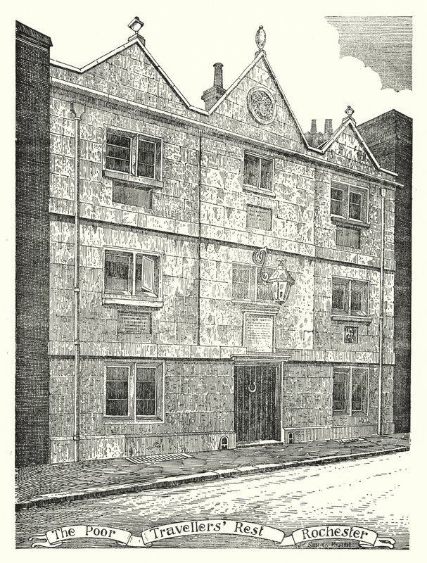 De fattige reisendes hvile, Rochester (gravering) av Sidney Heath