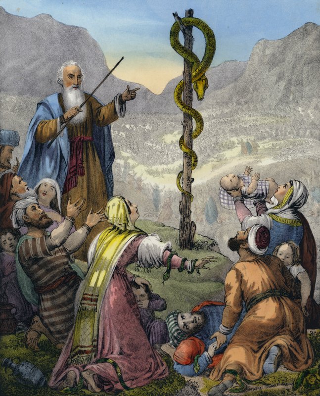 The Brazen Serpent (farget gravering) av Siegfried Detler Bendixen