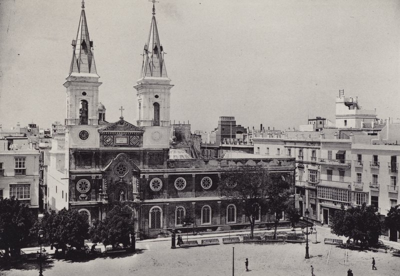 Cadiz: Constitution Square (s/hvitt bilde) av Spanish Photographer