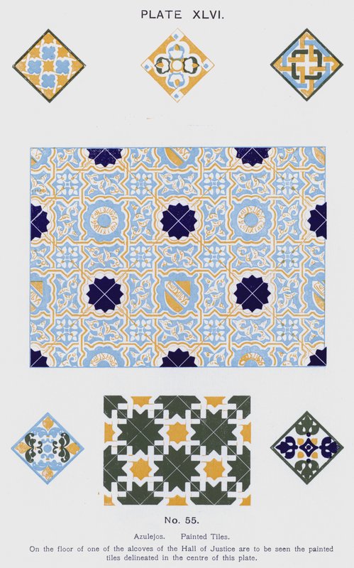 Azulejos, malte fliser (litho-farge) av Spanish School