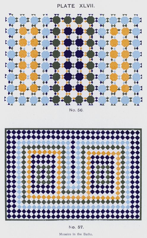 Mosaikk i badene (farge litho) av Spanish School