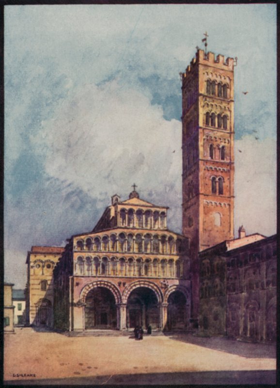 Italienske katedraler: Lucca-katedralen (farge litho) av Stafford Leake