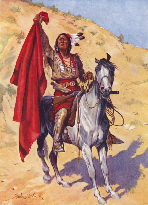 The Blanket Indian (farge litho) av Stanley L. (after) Wood