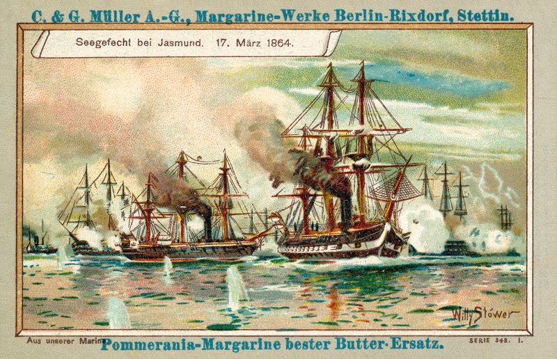 Sjøslaget ved Jasmund, 17. mars 1864 (chromolitho) av Stoewer Willy