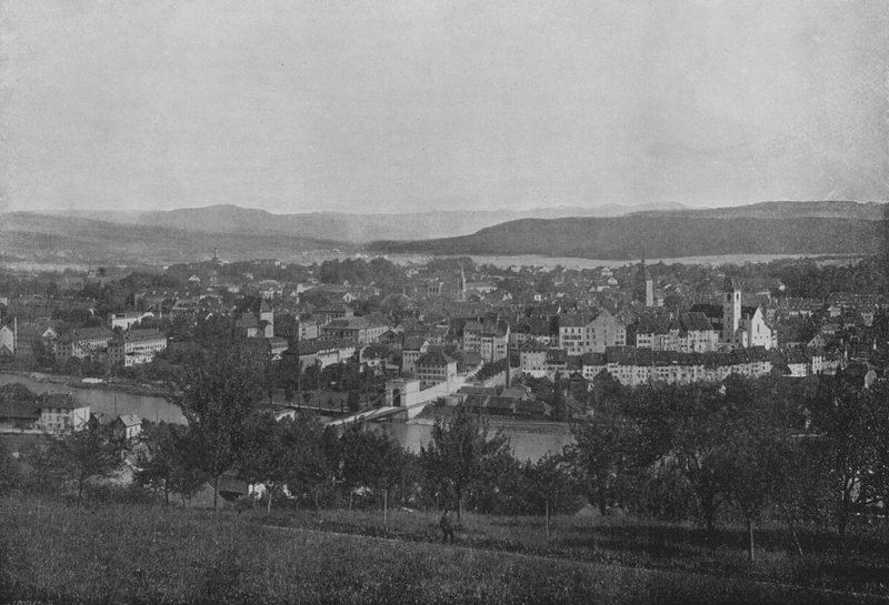 Aarau, generell visning (s/hvitt bilde) av Swiss Photographer