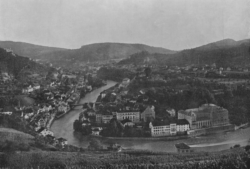 Baden, generell visning (s/hvitt bilde) av Swiss Photographer