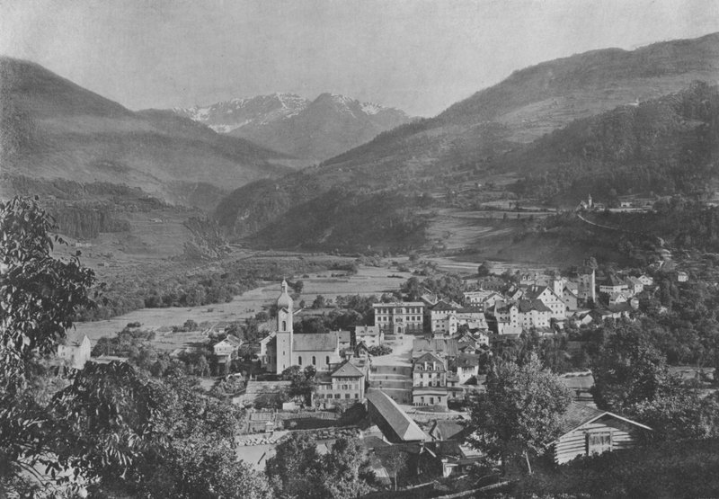 Ilanz, generell visning (s/hvitt bilde) av Swiss Photographer