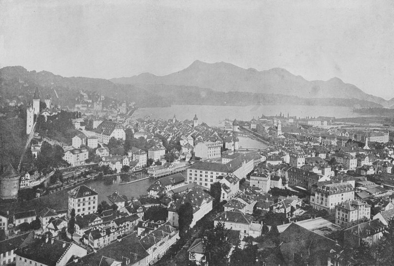 Lucerne og Righi (s/hvitt bilde) av Swiss Photographer