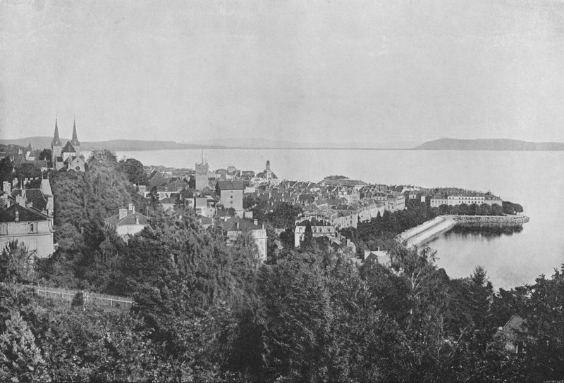 Neuchatel, Vue Generale (s/hvitt bilde) av Swiss Photographer