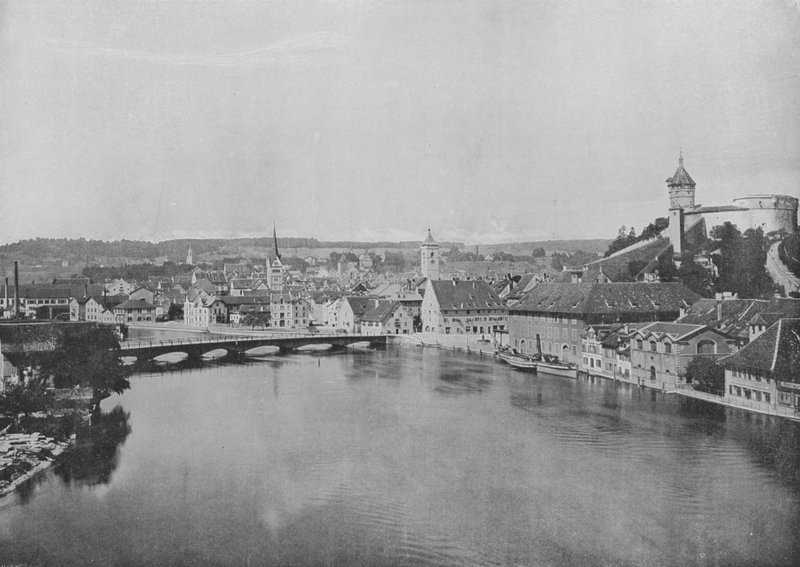 Schaffhausen og Rhinen (s/hvitt bilde) av Swiss Photographer