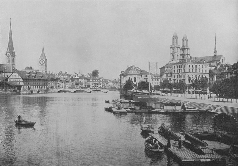 Zürich og Limmat (s/hvitt bilde) av Swiss Photographer