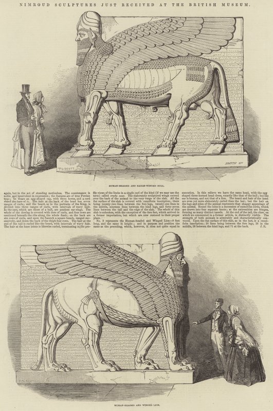 Nimroud Sculptures nettopp mottatt på British Museum av T. D. Scott